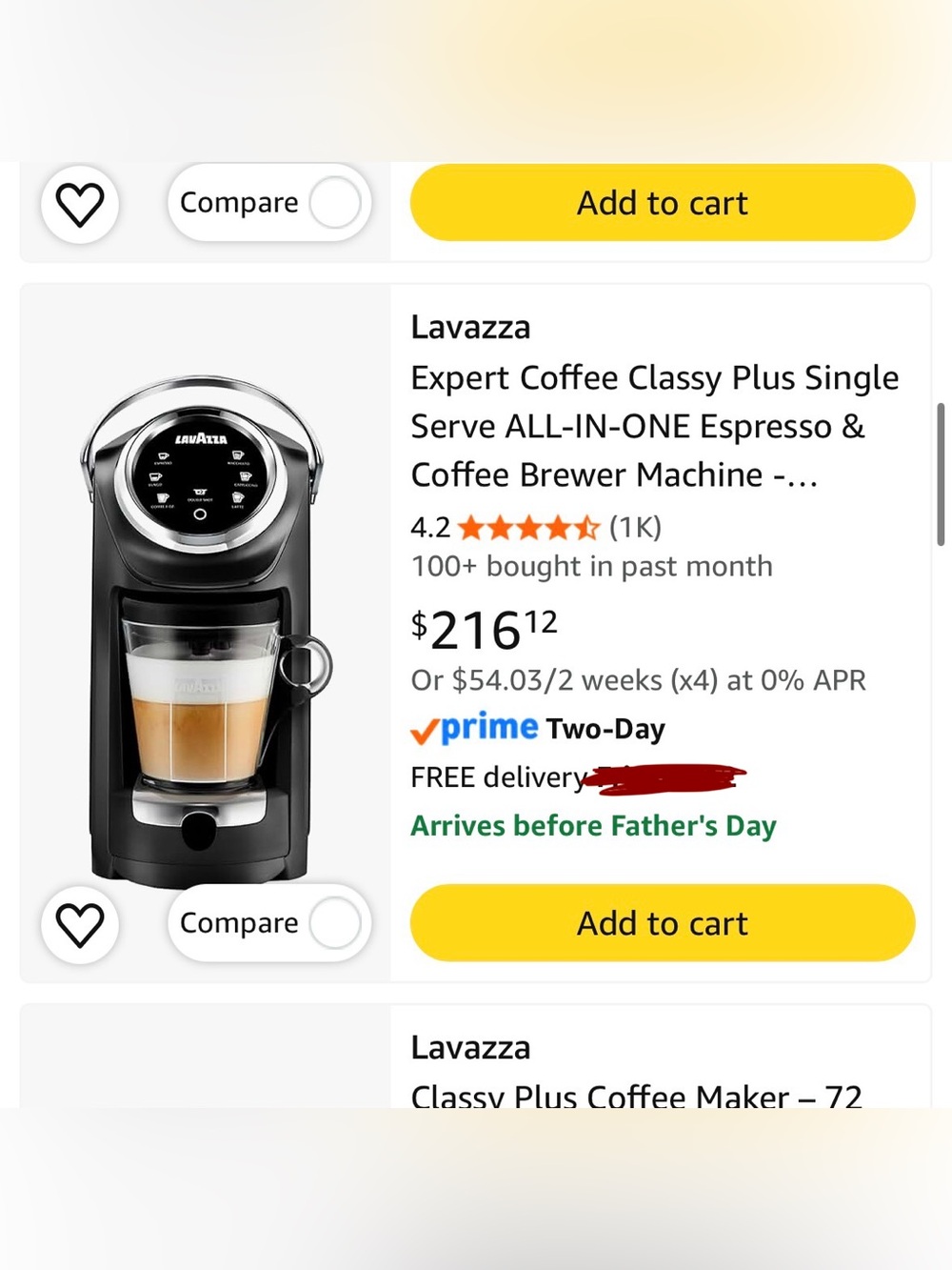 Lavazza Classy Plus Single Serve Espresso Coffee Maker - Black and Navy